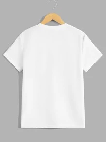 RueChic Men's Letter Printed Round Neck Short Sleeve T-Shirt - White - View 2