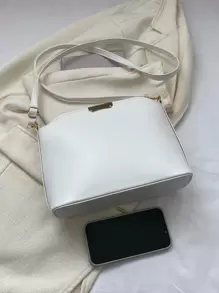minimalista Bolso bandolera blanco Bolsa cuadrada para el trabajo & oficina - Blanco - Ver 5