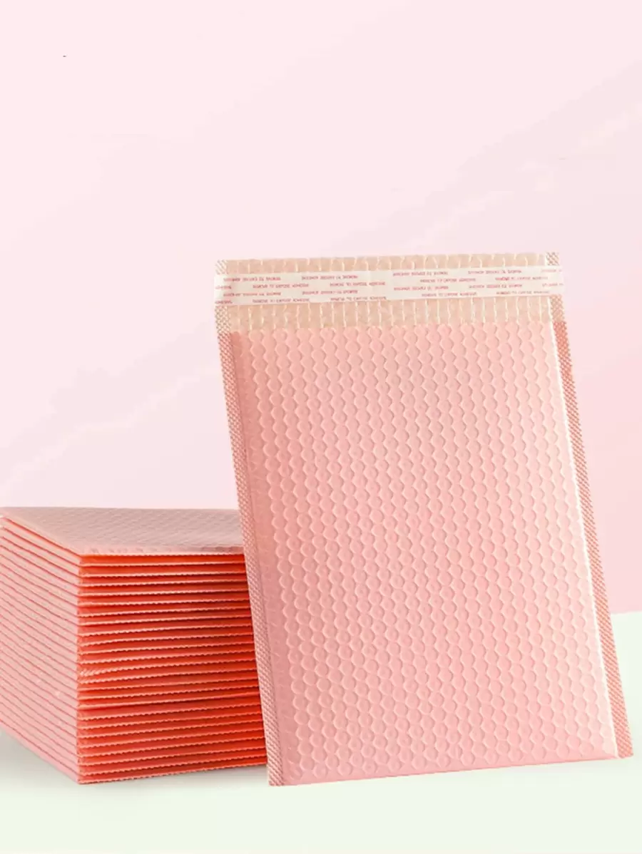 10pcs Solid Color Self-Adhesive Bubble Mailer Bag, Simple Waterproof Packing Bag For Home, Office, School Back To School - Baby Pink - View 1