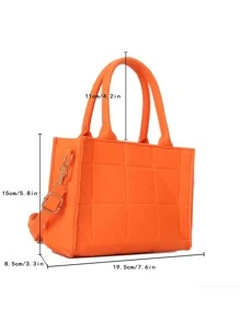 迷你熒光橙手提包包方包 - 橘色 - 查看 3