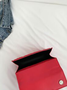 rojo neón Bolso de hombro con patrón guateado con cadena Bolsa cuadrada - Rosa Fucsia - Ver 3