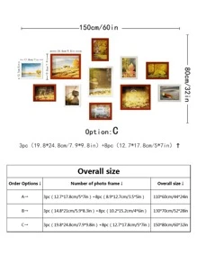 High-end Creative Picture Frame Combination Wall Hanging Set Of 11, With Landscape Photos, No-drill Photo Wall For Background Wall Decoration, Living Room, Hallway - Orange - View 3