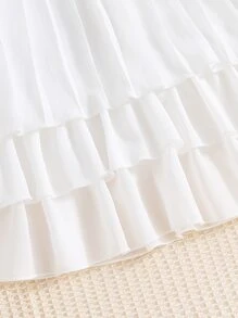 Elladie kids 年輕女孩蝴蝶結前束頸分層收邊連衣裙