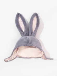 1pc Women's Solid Color Cute Long Ear Bunny Plush Pullover Hat For Performance, Daily - Grey - View 2