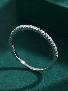 ESBERRY 銀製鑽石婚禮戒指,訂婚新娘珠寶飾品 - 銀色 - 查看 7