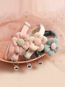 1pc Floral Decor Bell Pendant Random Pet Collar - Multicolor - View 3