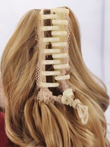Extensión del pelo corto rizado sintético con garra - Dorado - Ver 4