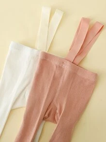 2pairs Baby Solid Tights With Strap - Multicolor - View 6