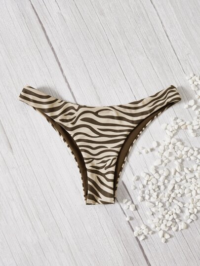 Summer Beach Zebra Stripe Print Bikini Bottom