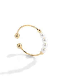 Đồ trang trí Ngọc Trai giả Cổ tay áo Màu bạc Nhẫn - Vàng - Xem 3