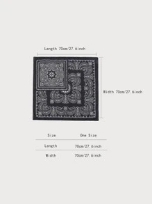 佩斯利印花方巾 - 黑與白 - 查看 3