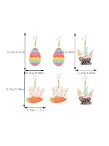 3 cặp/bộ Trứng Phục Sinh & Bông Tai Trang Trí Hình Thỏ Phục Sinh - Nhiều màu - Xem 4