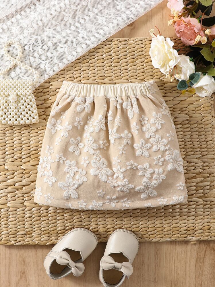 Baby Floral Jacquard Skirt - Apricot - View 2