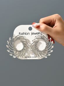 水钻几何造型个性化耳环 女士时尚首饰 走秀时尚配饰 - 白色 - 查看 2