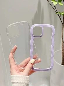 Wave Edge Design Phone Case With Duck Stand-Out Grip - Purple - View 3