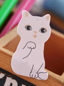 กระดาษโน้ต ลาย การ์ตูน แมว 1 ชิ้น - สีขาว - ดู 2