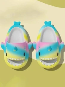 Women Shark Design Single Band Slides, Preppy EVA Slides - Multicolor - View 5