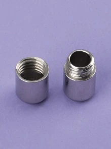 2 PCS Solid Color No-tie Shoelaces With Buckle, Silver Latex Unisex Accessories For Shoes - Silver - View 3