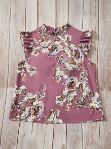 SHEIN Clasi 大碼印花荷葉邊襯衫 - 藕粉色 - 查看 7