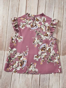 SHEIN Clasi 大碼印花荷葉邊襯衫 - 藕粉色 - 查看 8