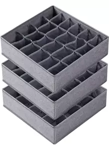 1 pieza Caja de almacenamiento de ropa interior gris, organizador minimalista de poliéster para calcetines y ropa interior para decoración del hogar, decoración de fiestas, decoración de habitaciones, decoración del dormitorio, almacenamiento, organizador - Gris - Ver 1