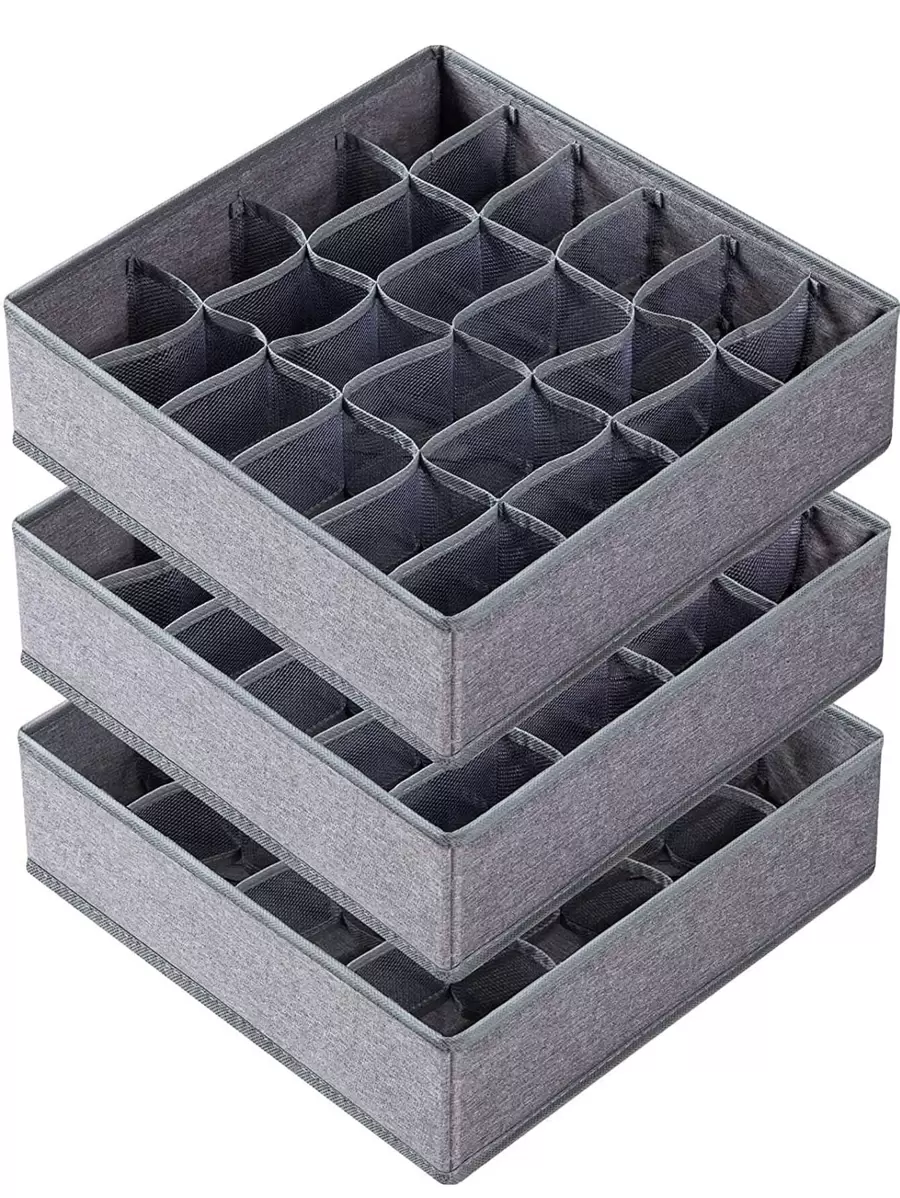 1 pieza Caja de almacenamiento de ropa interior gris, organizador minimalista de poliéster para calcetines y ropa interior para decoración del hogar, decoración de fiestas, decoración de habitaciones, decoración del dormitorio, almacenamiento, organizador - Gris - Ver 1