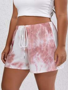 Flirla Quần Short kích thước lớn Thắt nút Thắt nơ trước Cà vạt nhuộm Giải trí - Nhiều màu - Xem 6