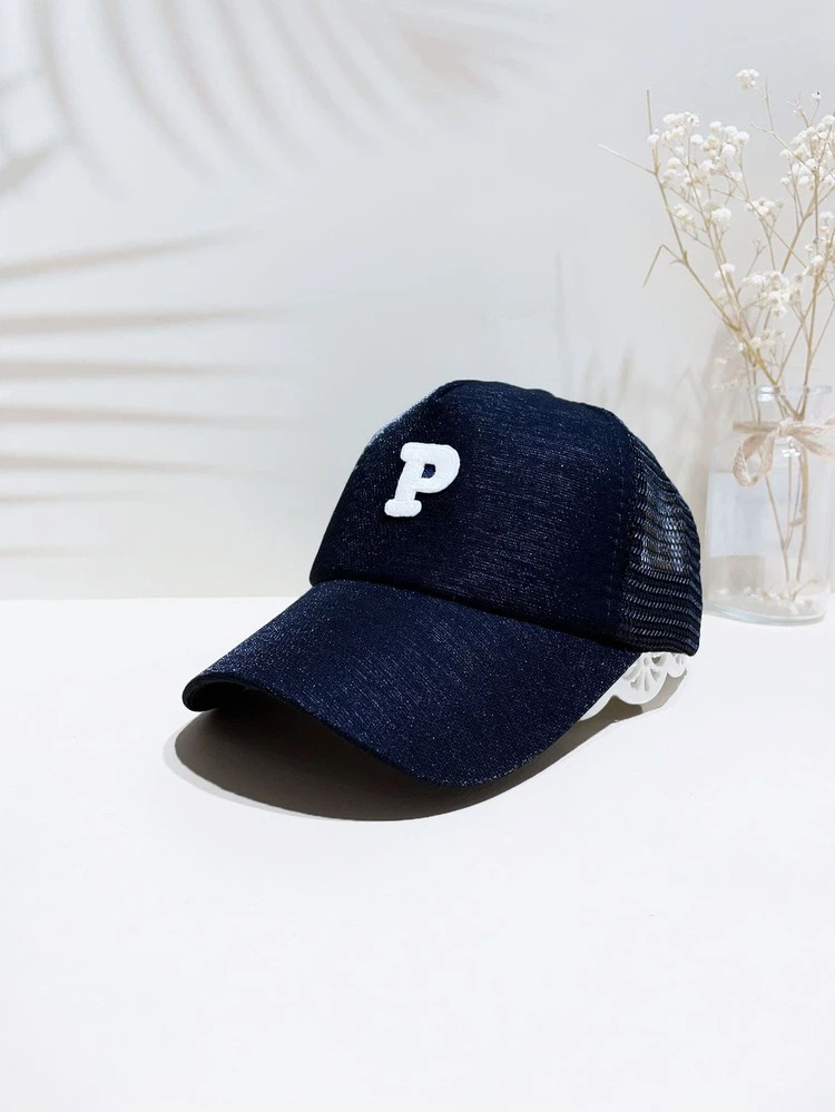 1pc Toddler Boys Letter Patch Decor Adjustable Casual Trucker Hat, For Daily Life - Black - View 2