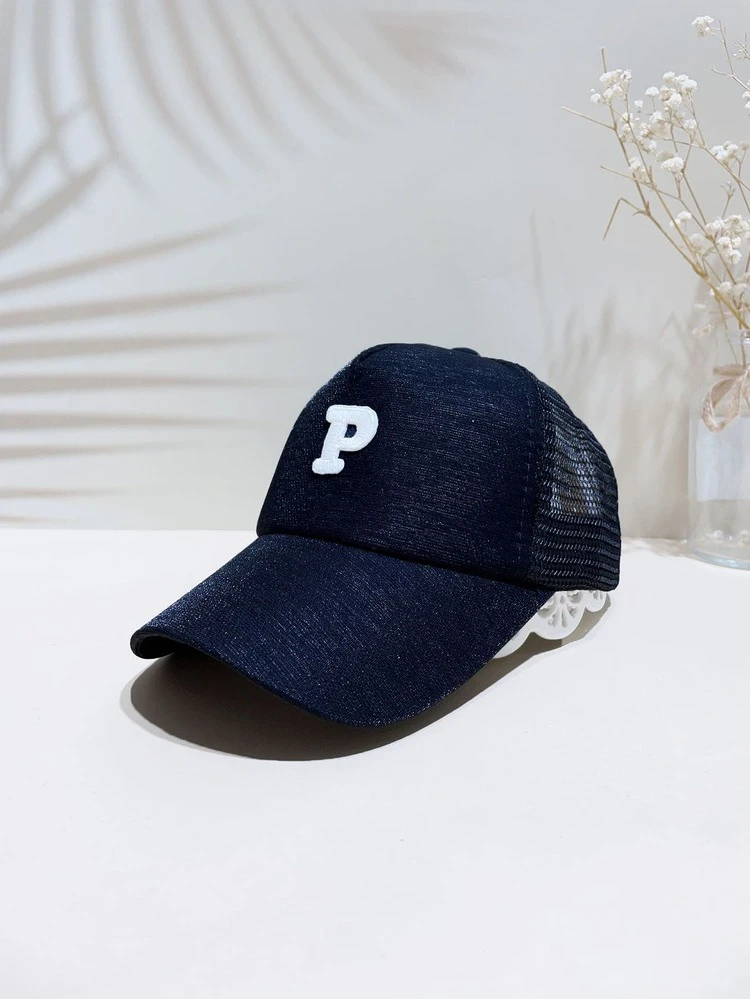 1pc Toddler Boys Letter Patch Decor Adjustable Casual Trucker Hat, For Daily Life - Black - View 3