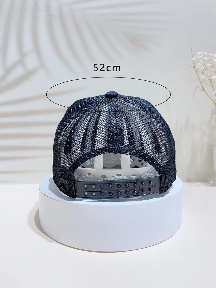 1pc Toddler Boys Letter Patch Decor Adjustable Casual Trucker Hat, For Daily Life - Black - View 6