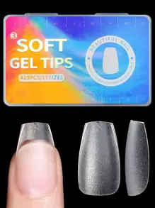 Get Glamorous With 420pcs Medium Long T Shape Transparent Full Cover Matte Clear Acrylic Ultra-Thin False Nail Tips For Women And Girls Press On Nails Nail Supplies