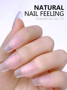 Get Glamorous With 420pcs Medium Long T Shape Transparent Full Cover Matte Clear Acrylic Ultra-Thin False Nail Tips For Women And Girls Press On Nails Nail Supplies
