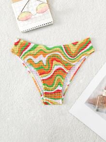 波浪狀條紋印花打褶泳衣下裝 - 彩色 - 查看 1