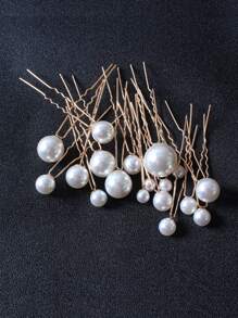 18pcs Women Pearl Decor Luxury Style Bridal Hair Clip Elegant
