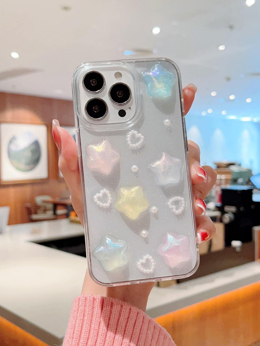 1 chiếc ốp lưng điện thoại trong suốt bằng epoxy hình ngôi sao năm cánh nhiều màu sắc dễ thương, tương thích với iPhone 16, 17, 16e, 16 Pro Max, 15, 14, 13, 12, 11, 12 Mini, 11 Mini, 7, 8 Plus - Nhiều màu - Xem 1