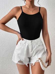 Chiquease Solid Criss Cross Back Cami Top - Black - View 4