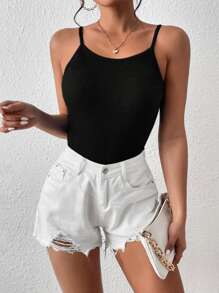 Chiquease Solid Criss Cross Back Cami Top - Black - View 5