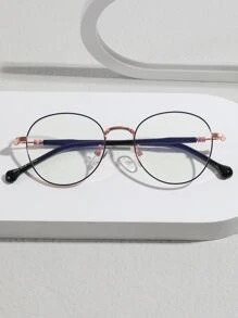 1 cặp kính mắt nữ gọng tròn phong cách giản dị, cho cuộc sống hàng ngày - Vàng - Xem 2