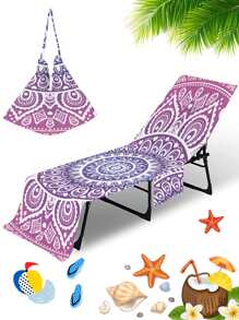 1pc Mandala Pattern Beach Chair Cover With Pocket, Boho Microfiber Beach Chair Towel For Pool Sun Lounger Sunbathing Vacation - Multicolor - View 3