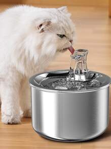 1pc Stainless Steel Cat/Dog Lover Gift And Dog/Cat Mom Love Water Fountain - Light Grey - View 3