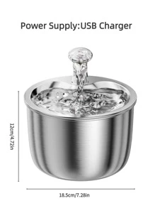 1pc Stainless Steel Cat/Dog Lover Gift And Dog/Cat Mom Love Water Fountain - Light Grey - View 9