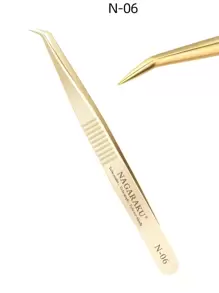 Nhíp nối mi NAGARAKU N-06 bằng thép không gỉ, chuyên dụng trang điểm, kẹp mi 3D chính xác, màu vàng kim. - Vàng - Xem 2