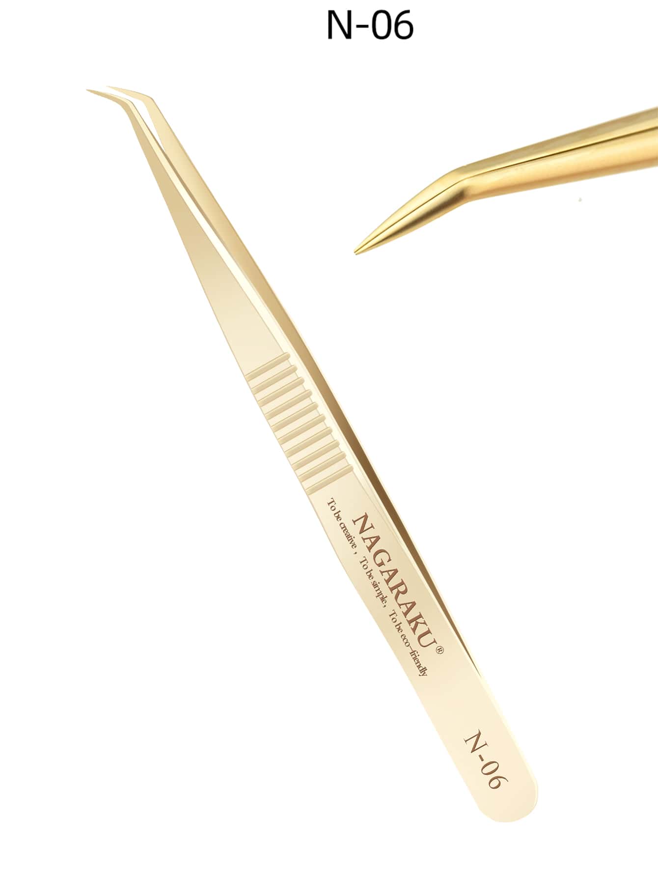 NAGARAKU N-06 Eyelash Extension Tweezers Makeup Stainless Steel Eyelash 3D Accurate Clip Golden Tweezer Lashes Makeup Tools