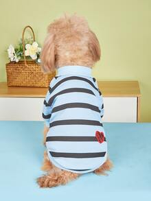 1pc Striped Print Pet Tee - Baby Blue - View 3