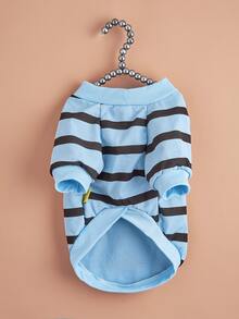 1pc Striped Print Pet Tee - Baby Blue - View 4