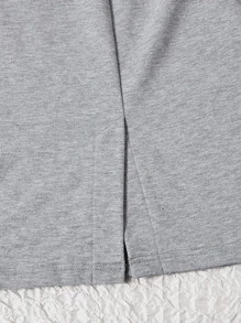 SHEIN EZwear Letter Patched Detail Split Back Pencil Skirt