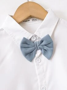 SHEIN 男孩前蝴蝶結襯衫和馬甲和褲子