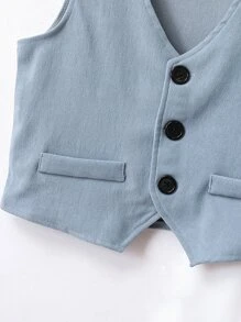 SHEIN 男孩前蝴蝶結襯衫和馬甲和褲子