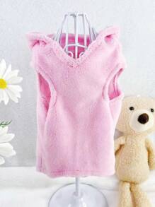 Áo hoodie hình thú cưng bằng lông cừu san hô có độ đàn hồi nhẹ, hoàn hảo để mặc hàng ngày vào mùa thu hoặc mùa đông - Hồng - Xem 6