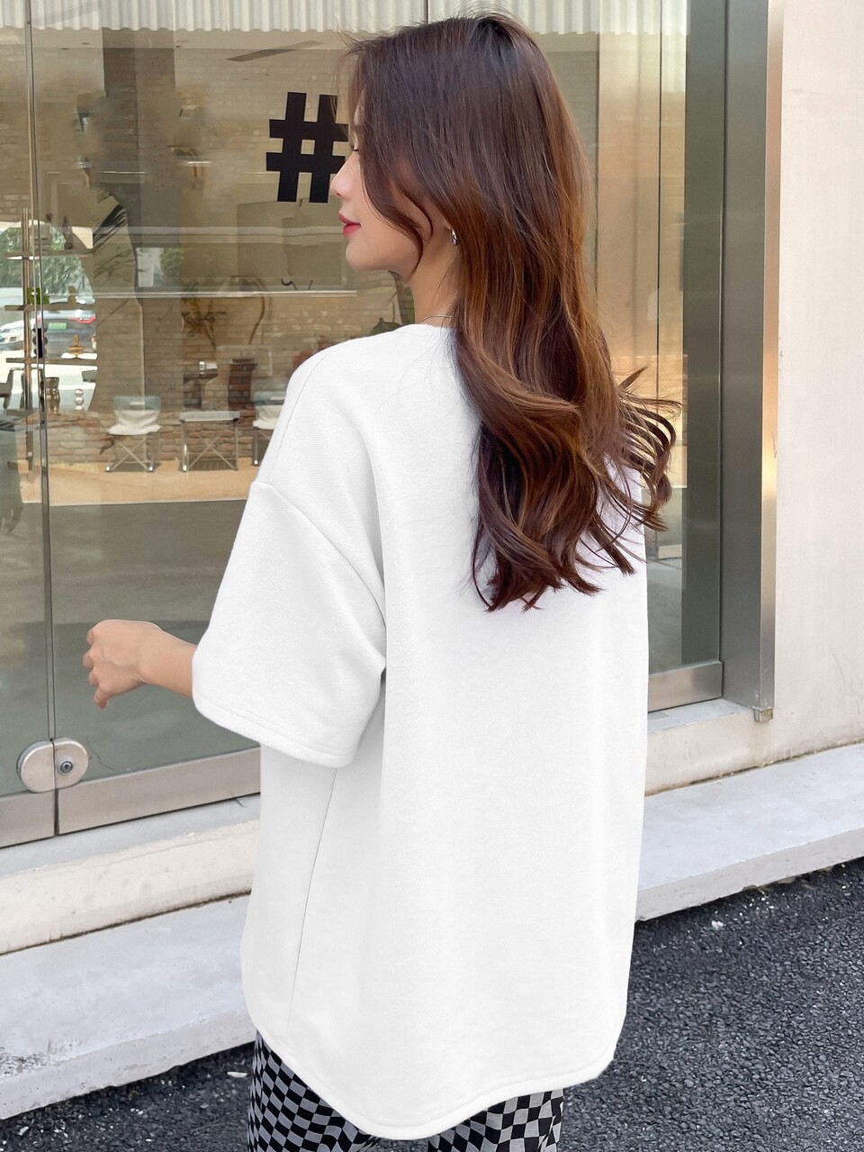 Letter Graphic Drop Shoulder Oversized Tee Summer